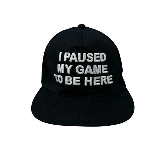 Racoon Brand Snapback Hat Black I Paused My Game To Be Here Graphic - Picture 1 of 7